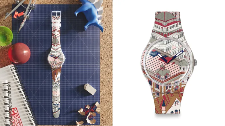 Swatch Art Peace Hotel系列BUND-ASTIC腕錶，3650元。品牌提供