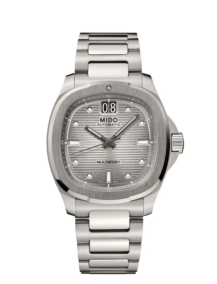 MIDO Multifort TV Big Date Titanium鈦金屬腕錶，4萬5900元。品牌提供
