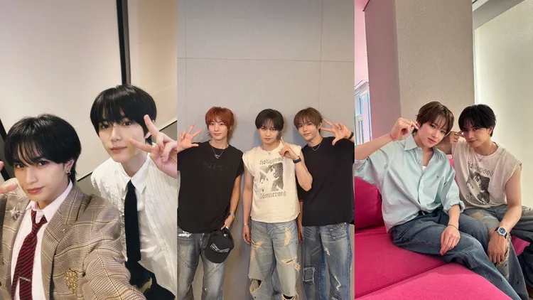 中島健人（左圖左起）結交了TXT杋圭、RIIZE成員ANTON及SHOTARO、NCT WISH成員SAKUYA等好友。翻攝中島健人IG