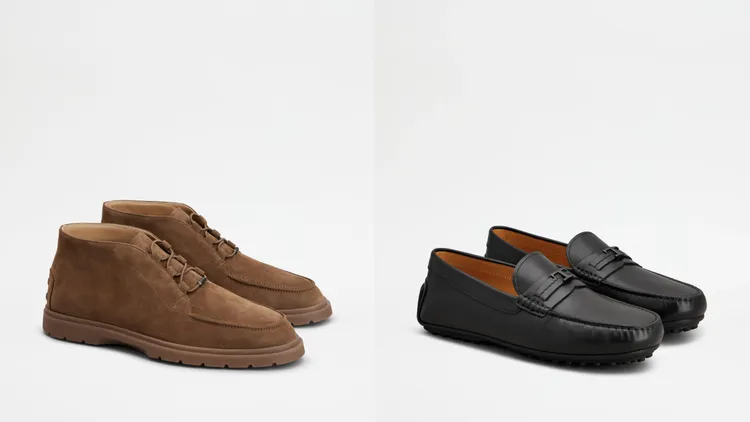 TOD'S沙漠靴（左）3萬1900元、黑色膠底豆豆鞋（右）3萬900元。品牌提供