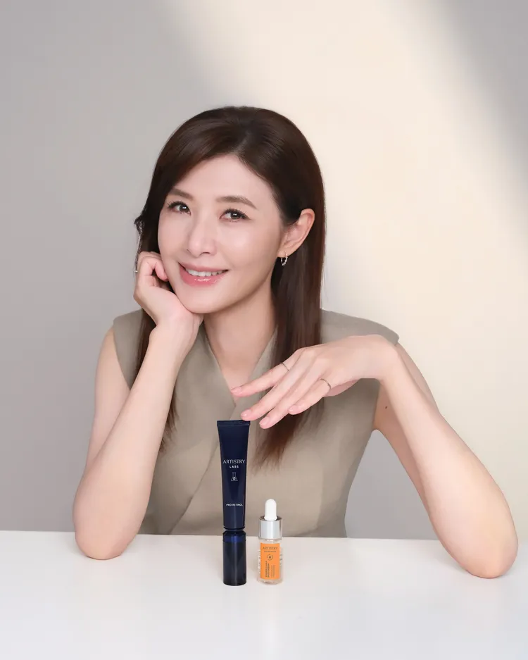 蘇慧倫分享使用雅芝的「早C晚A」保養法。品牌提供