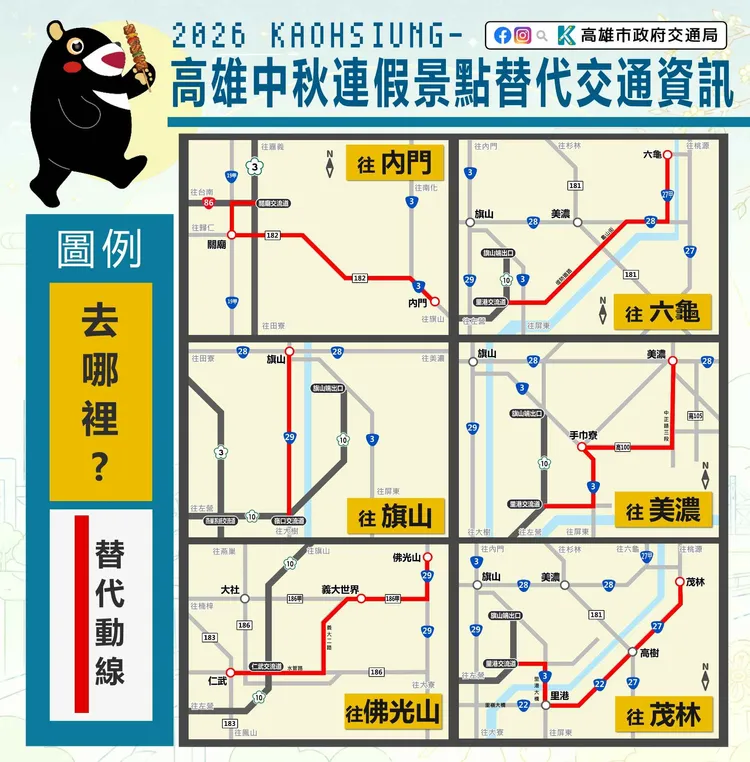 秋節連假替代道路。翻攝畫面