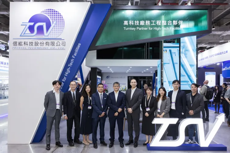 信紘科(6667)於SEMICON Taiwan 2026 國際半導體展以「高科技廠務工程整合夥伴」為主軸，面呈現旗下廠務供應系統、綠色循環經濟及營建機電三大業務領域的完整布局。左五為董事長簡士堡。公司提供