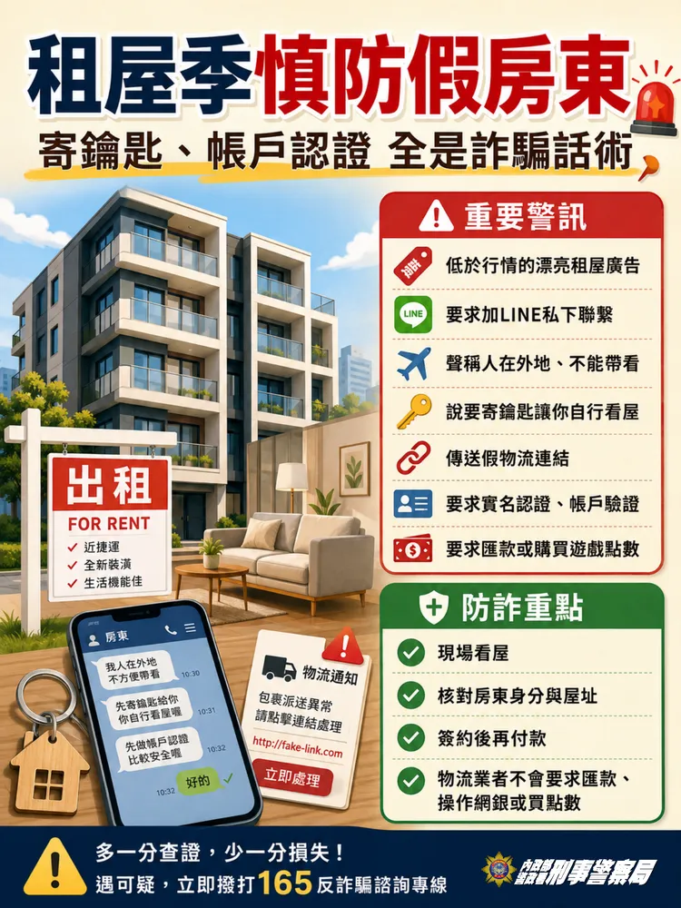 租屋詐騙宣導圖。警方提供