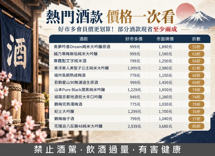好市多這檔日本酒活動，可以讓民眾用很優惠的價格購得難得的品項。業者提供
