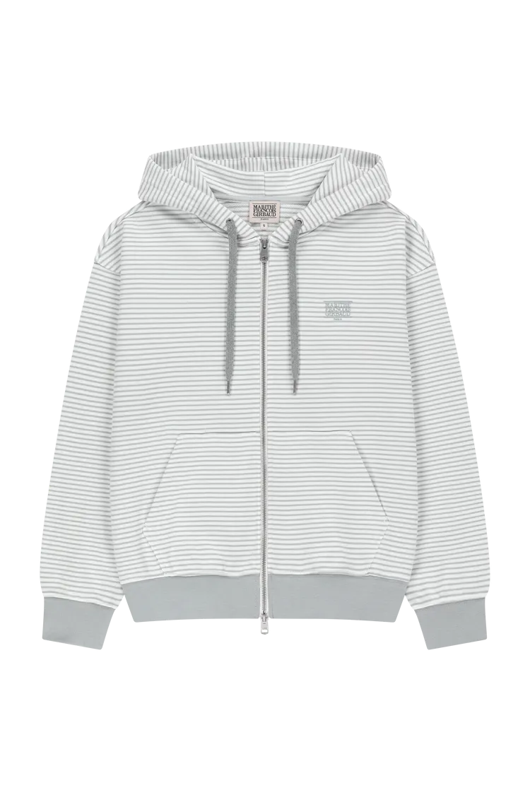 M+FG經典小LOGO條紋OVERSIZE連帽外套，3990元。品牌提供