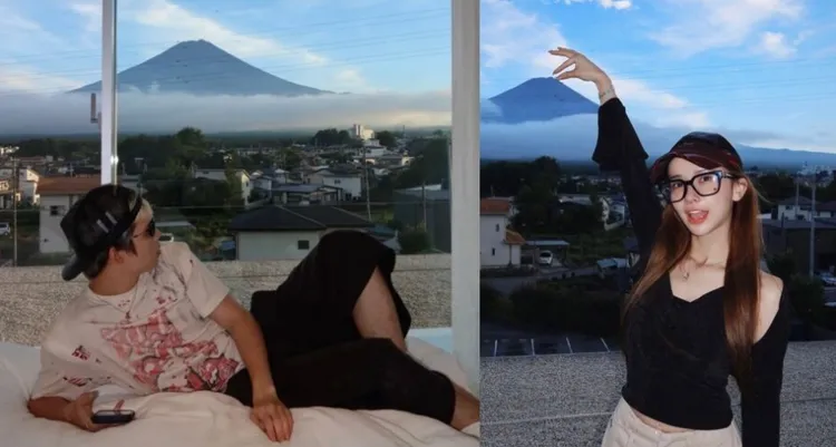 派偉俊與羽禾同遊日本，日前各自曬出跟富士山的合照。翻攝兩人IG