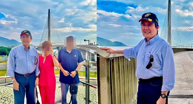 馬英九近日現身淡江大橋，與民眾開心合影。王以文授權提供