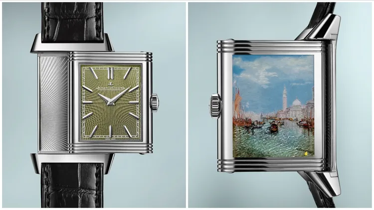 積家Reverso Tribute Enamel ‘Turner Series’ 翻轉系列透納畫作琺瑯腕錶 - 威尼斯：海關大樓與聖喬治馬焦雷教堂款。品牌提供