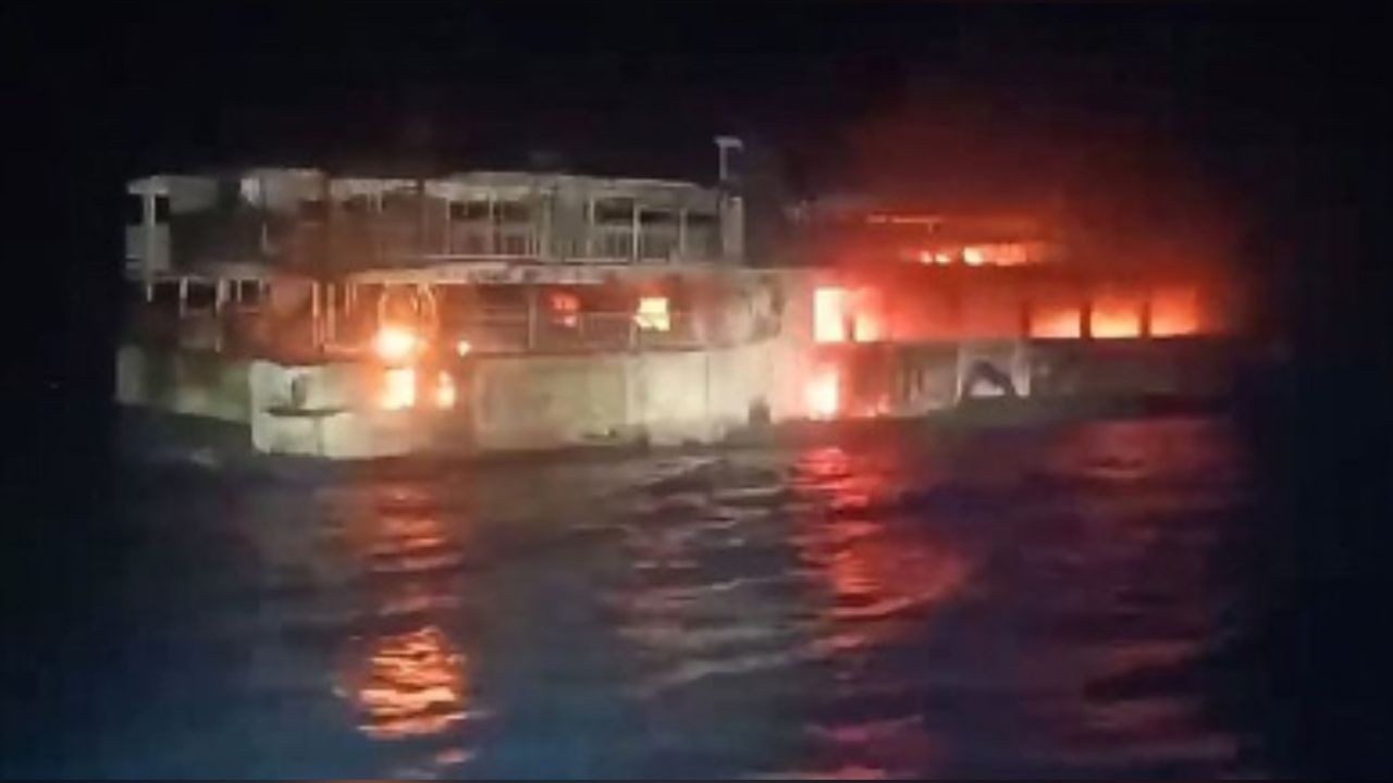 外海驚傳火燒船!菲律賓渡輪深夜陷火海 5死87人失聯
