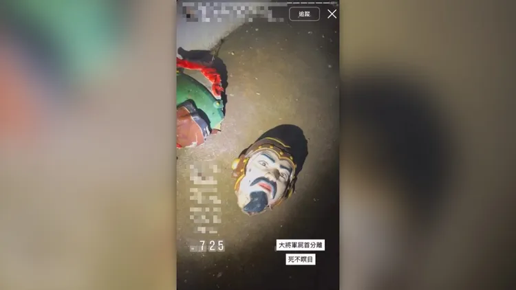 田單將軍像遭爆裂物炸毀。翻攝照片