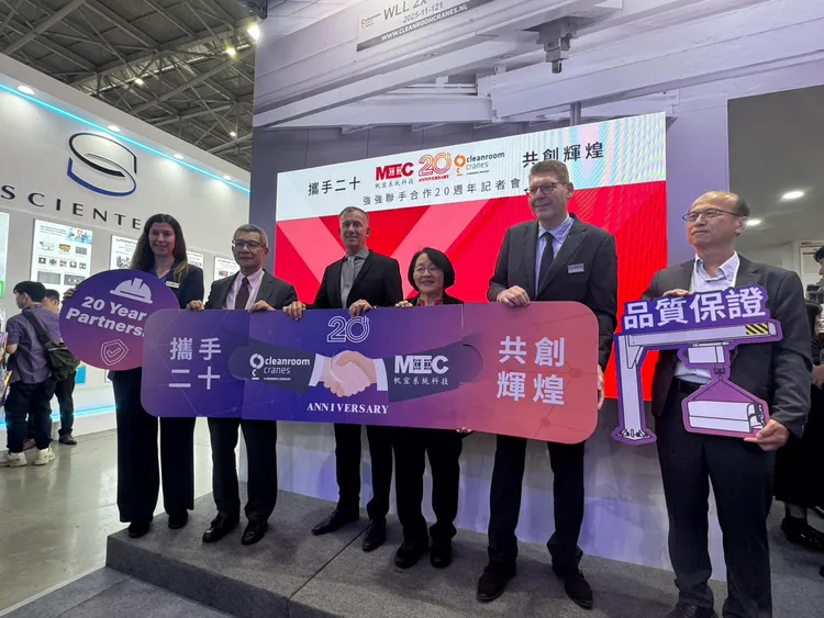 帆宣與荷蘭無塵室吊裝設備商Mennens Cleanroom Cranes合作20週年。呂承哲攝