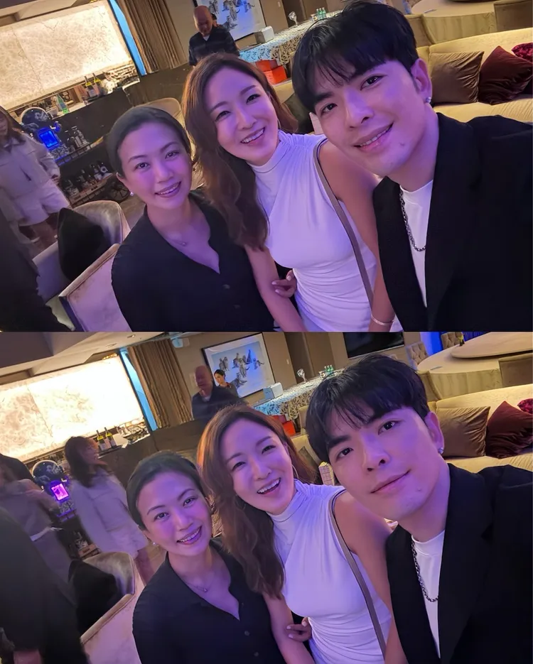 享譽國際的南韓知名長笛演奏家Jasmine Choi（中）在萬海招待所和蕭敬騰、Summer開心合照。