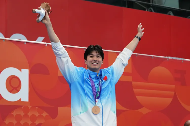 中國游泳選手汪順宣布告別亞運。美聯社