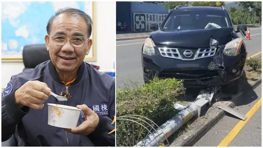 前立委廖國棟車禍！駕車撞斷燈桿　人受傷送醫