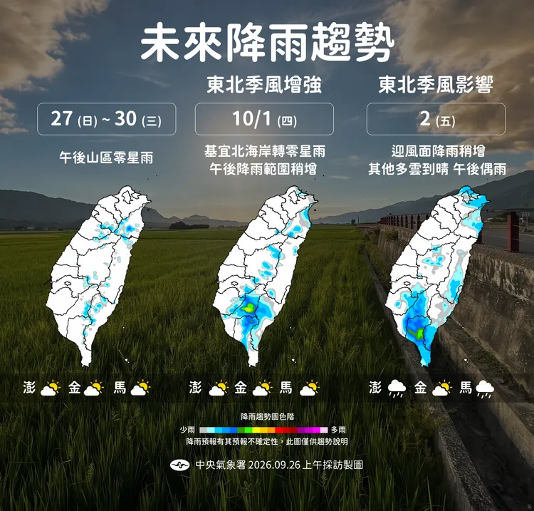 未來一週降雨趨勢。氣象署提供