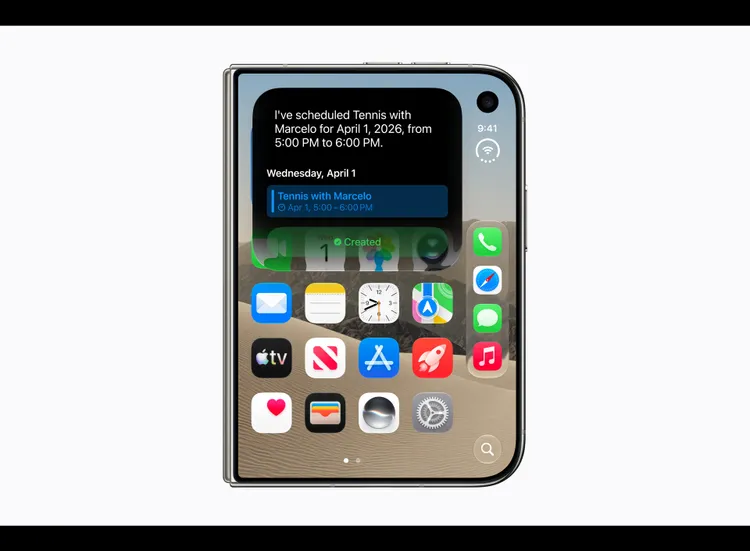iPhone Duo展開後提供更寬廣的螢幕空間，可同時顯示行事曆提醒、通訊及多款App，兼顧攜帶便利性與大螢幕多工需求。Apple提供