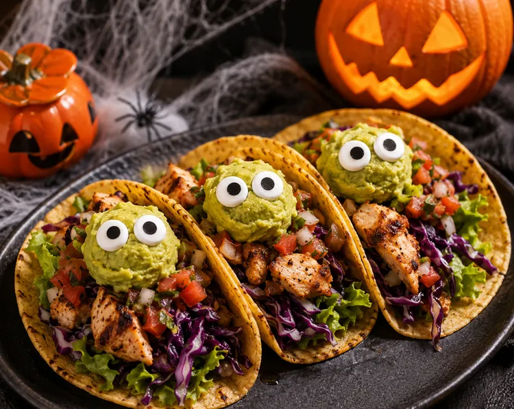 LA la Taco 啦啦塔可餐車｜小怪獸眼球酪梨醬烤雞肉塔可。業者提供