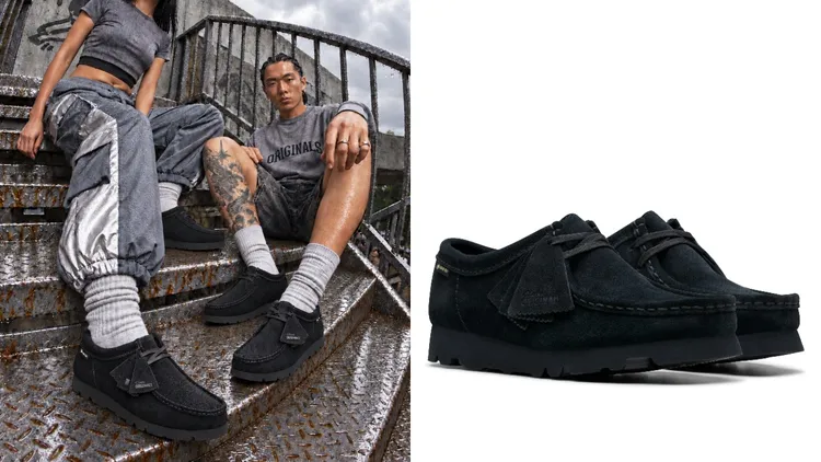 Clarks Wallabee GTX男款真皮黑武士防水休閒袋鼠鞋，7880元。品牌提供