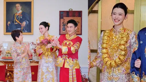 賭王媳婦曬超豪敬茶禮　奚夢瑤戴22個純金龍鳳鐲