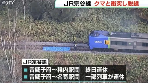北海道特急深夜撞熊出軌　乘客被迫車內過夜