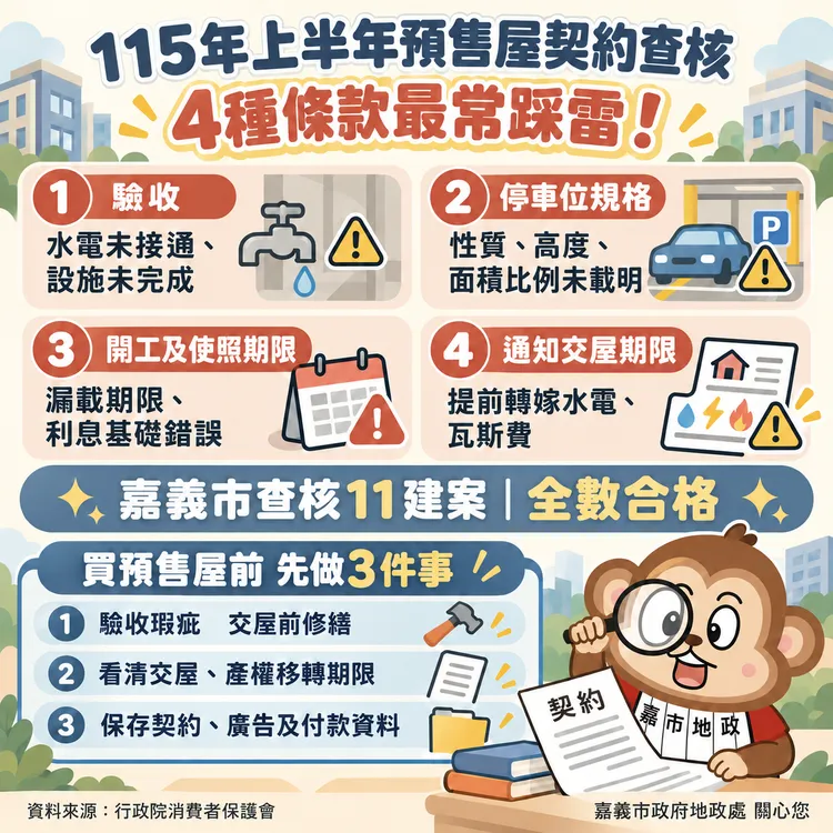 四種最常出現定型化契約問題。嘉義市政府提供