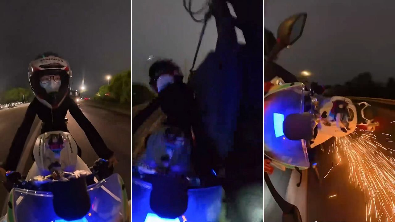 影片|重機美眉「肉身護路權」堅不讓道 惡劣大車側撞KO
