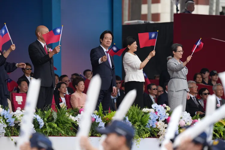 總統賴清德和夫人吳玫如一同站上國慶大會主舞台。彭欣偉攝