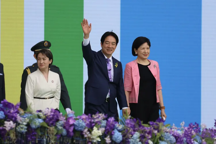 2024年賴清德總統就職典禮，吳玫如身穿粉色外套首亮相。彭欣偉攝