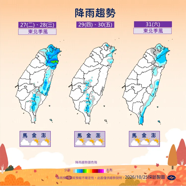 降雨趨勢。氣象署提供