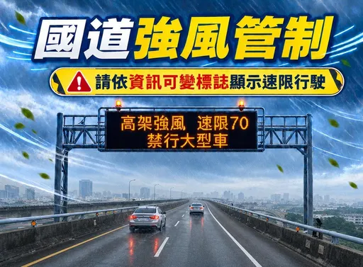 薔琵颱風逼近！國道「A、B級管制路段」　降速、封閉一次看
