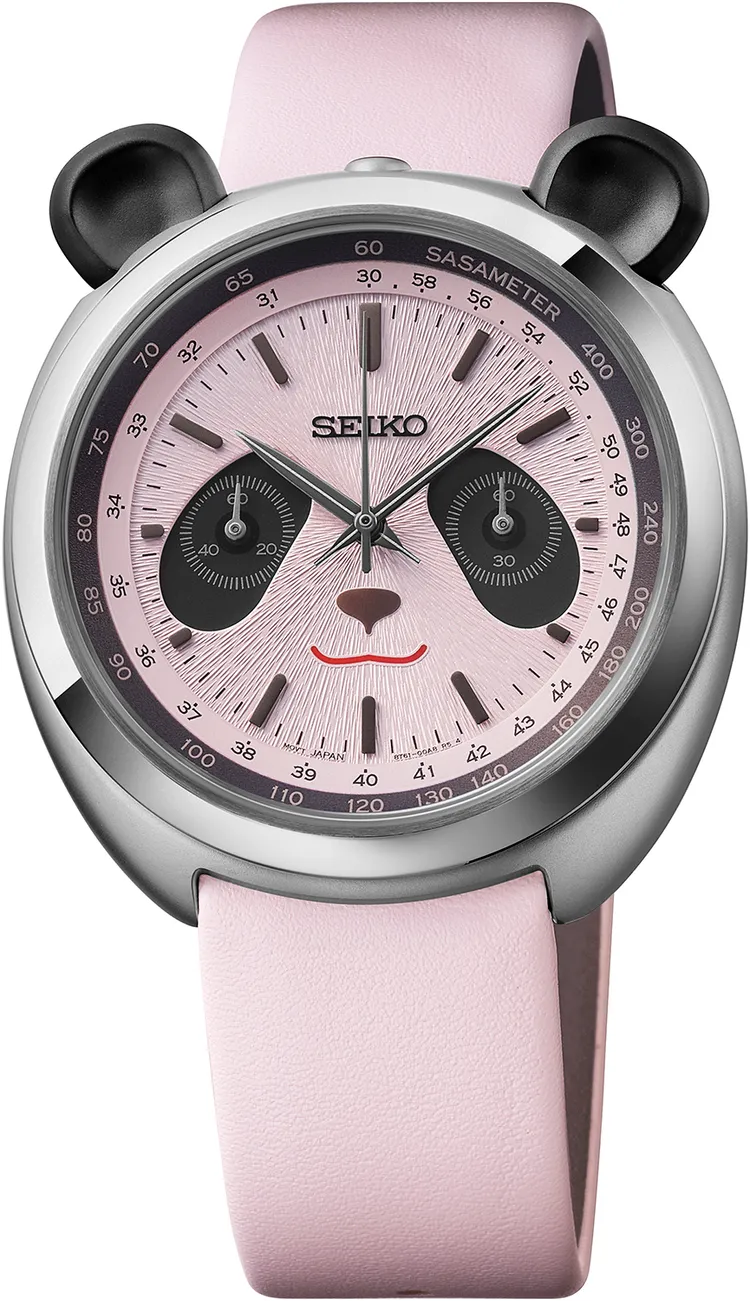 Seiko「power design project」系列粉紅款熊貓錶HHK002，1萬6800元。品牌提供