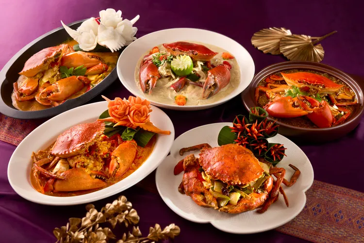 台北喜來登大飯店SUKHOTHAI以當季肥美沙公結合泰式香料，推出「暹羅蟹宴」。寒舍集團提供