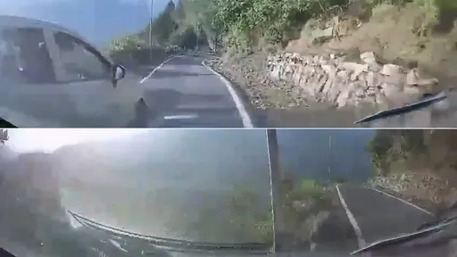 影片｜懸崖小徑超車疾駛1分鐘就墜谷　1死2命危