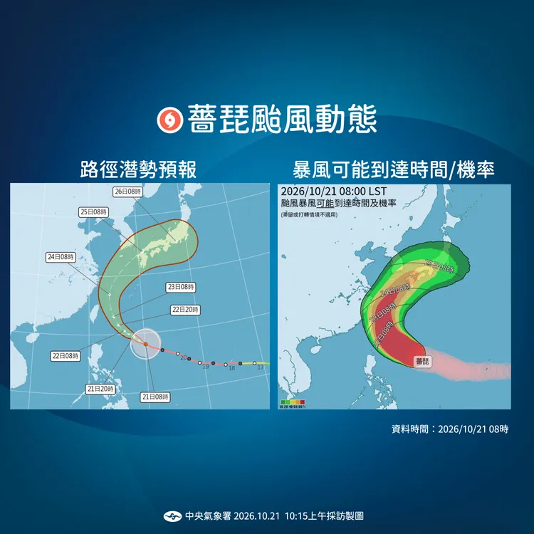 颱風資訊。氣象署提供
