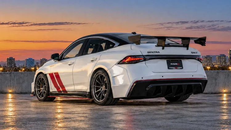 車尾直接移植GT-R NISMO大型尾翼，搭配寬體輪拱，呈現更具侵略性的性能房車造型。原廠照片