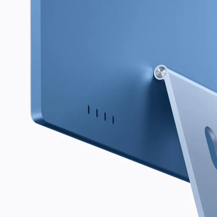全新iMac最高配備4個Thunderbolt 4連接埠，可連接外接儲存裝置等配件，並支援最多2台6K外接螢幕。Apple官網