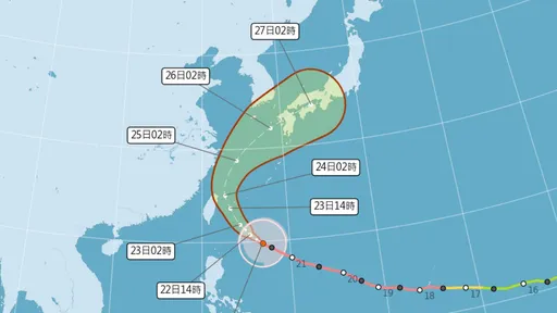 強颱薔琵路徑西修！陸警時間提前至中午　明天中部以北防豪雨