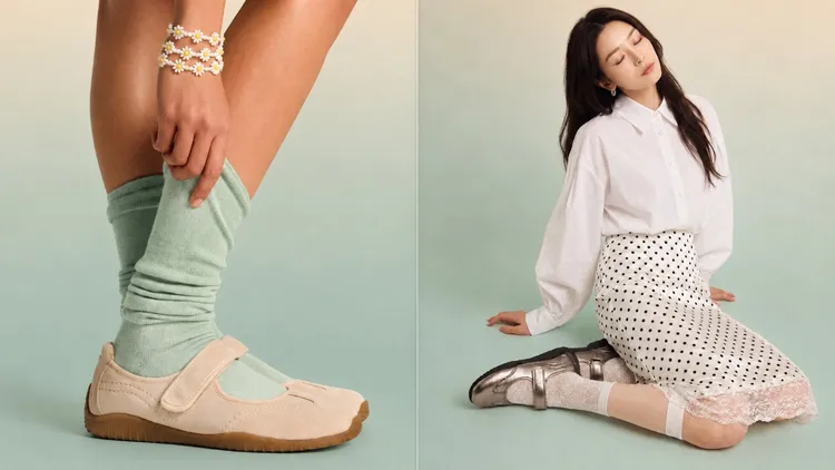 Clarks Meridor Jane薄底瑪莉珍鞋，各7280元。品牌提供