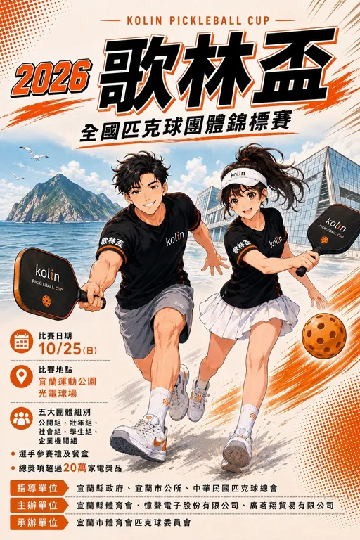 匹克球夯進全民運動　歌林盃10月宜蘭登場祭百萬家電獎