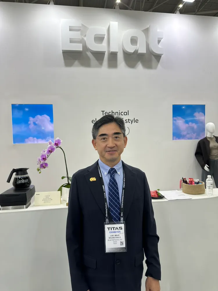 儒鴻參與2026年台北紡織展（TITAS），董事長王樹文指出新客戶成長動能強勁且均有高雙位數成長，甚至高達3位數成長。許麗珍攝