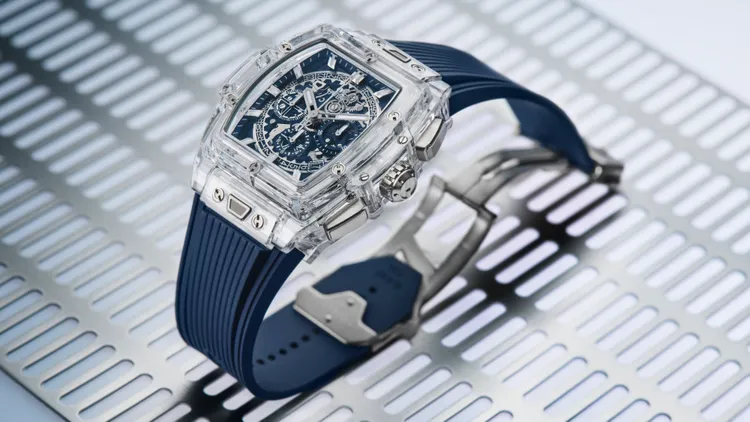 HUBLOT全新Spirit of Big Bang冰川藍寶石計時碼錶。品牌提供