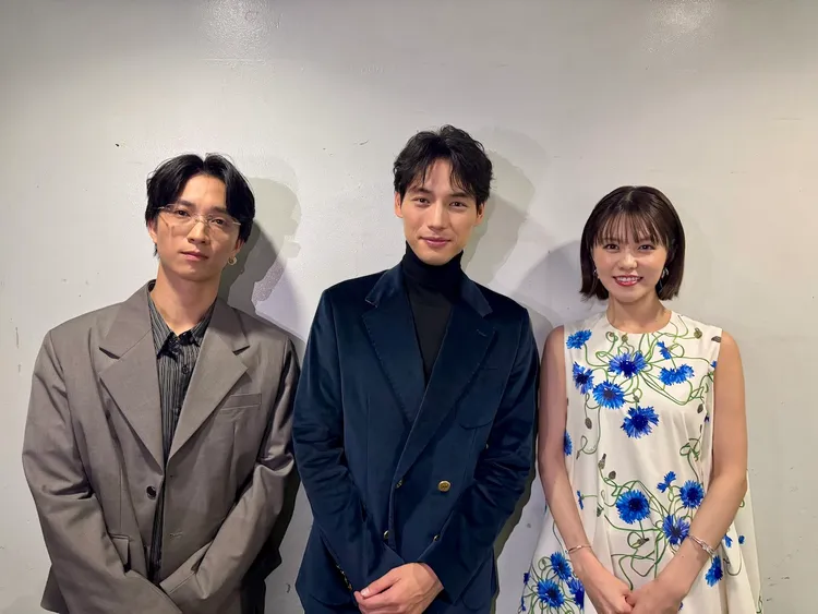 （左起）田中樹、福士蒼汰、志田彩良試映會花絮照。翻攝自官方X
