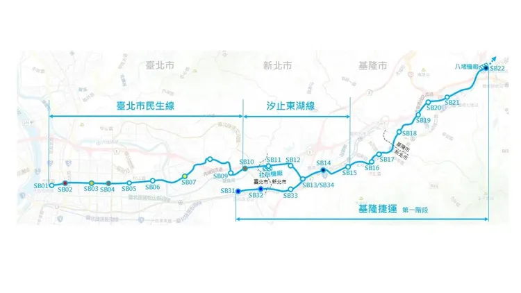 基隆捷運路網圖。新北捷運工程局