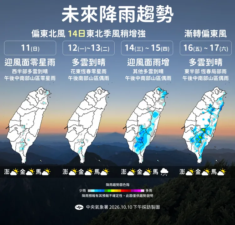 未來降雨趨勢。氣象署提供