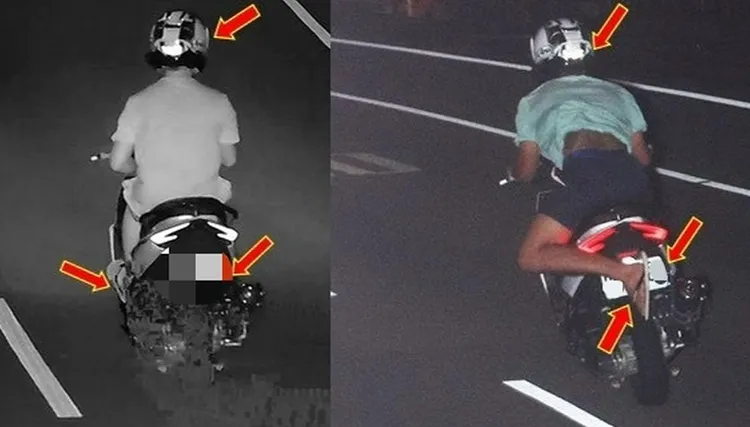 警方交叉比對監視器畫面，根據機車及騎士特徵順利查出超速車輛。民眾提供
