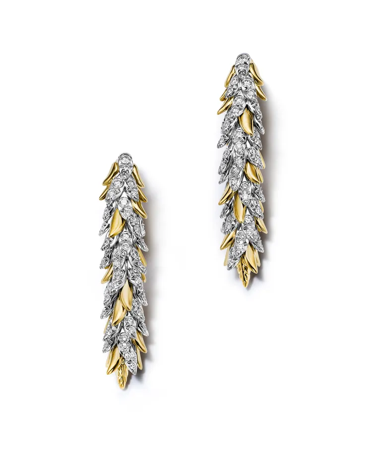 Tiffany石上鳥高級珠寶Feathers系列鑽石耳環。品牌提供