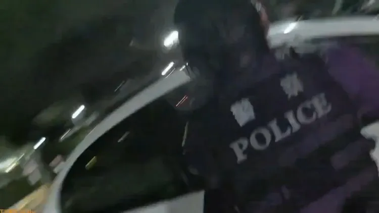 警員下車逮人。翻攝畫面