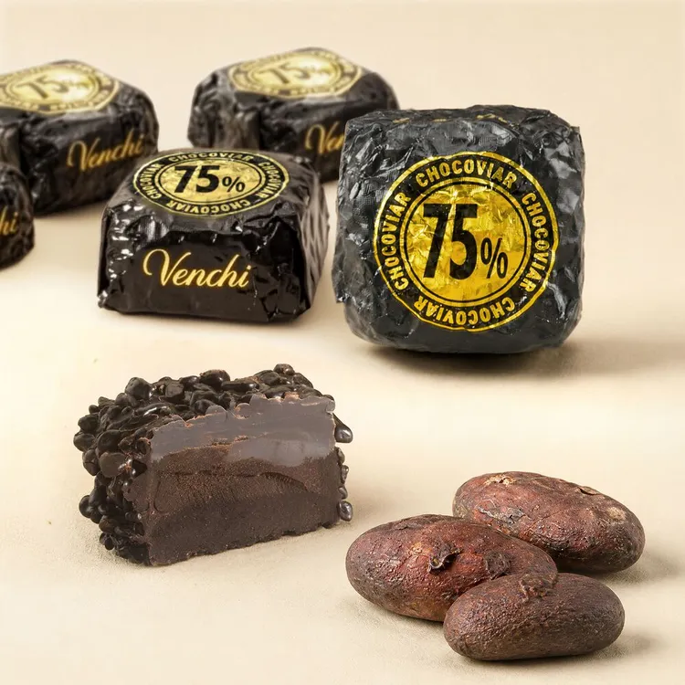 75%黑巧克力為Chocoviar巧克力魚子方系列最熱賣的口味。品牌提供