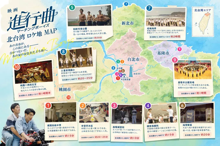日本發行商精心製作電影《進行曲》北台灣10處電影取景觀光地圖。未來進行曲提供